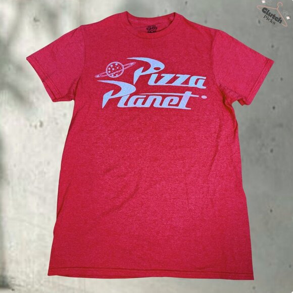 Disney Toy Story Pizza‎ Planet  Graphic Tee Red Short Sleeve Adult Small EUC - Picture 1 of 5